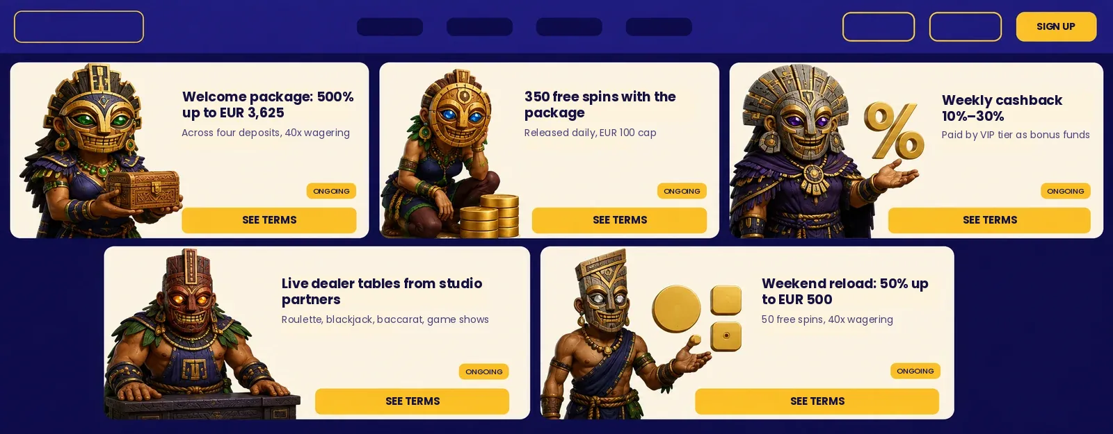 Gamblezen Casino promotions page with the welcome package